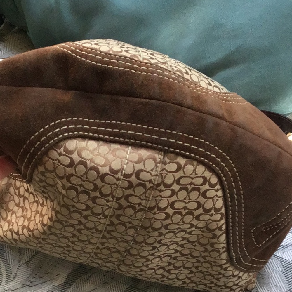 Coach Signature Canvas Hobo Bag in Brown and Tan - Picture 3 of 7
